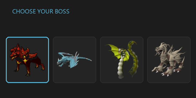 Choosing a boss to see its best-in-slot gear